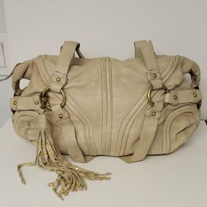 Taupe leather shoulder bag
